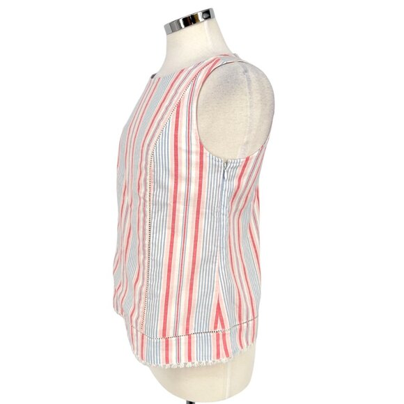 Vineyard Vines Abacos Stripe Tassel Sleeveless Top Pink Blue White Size 4 - Picture 5 of 13